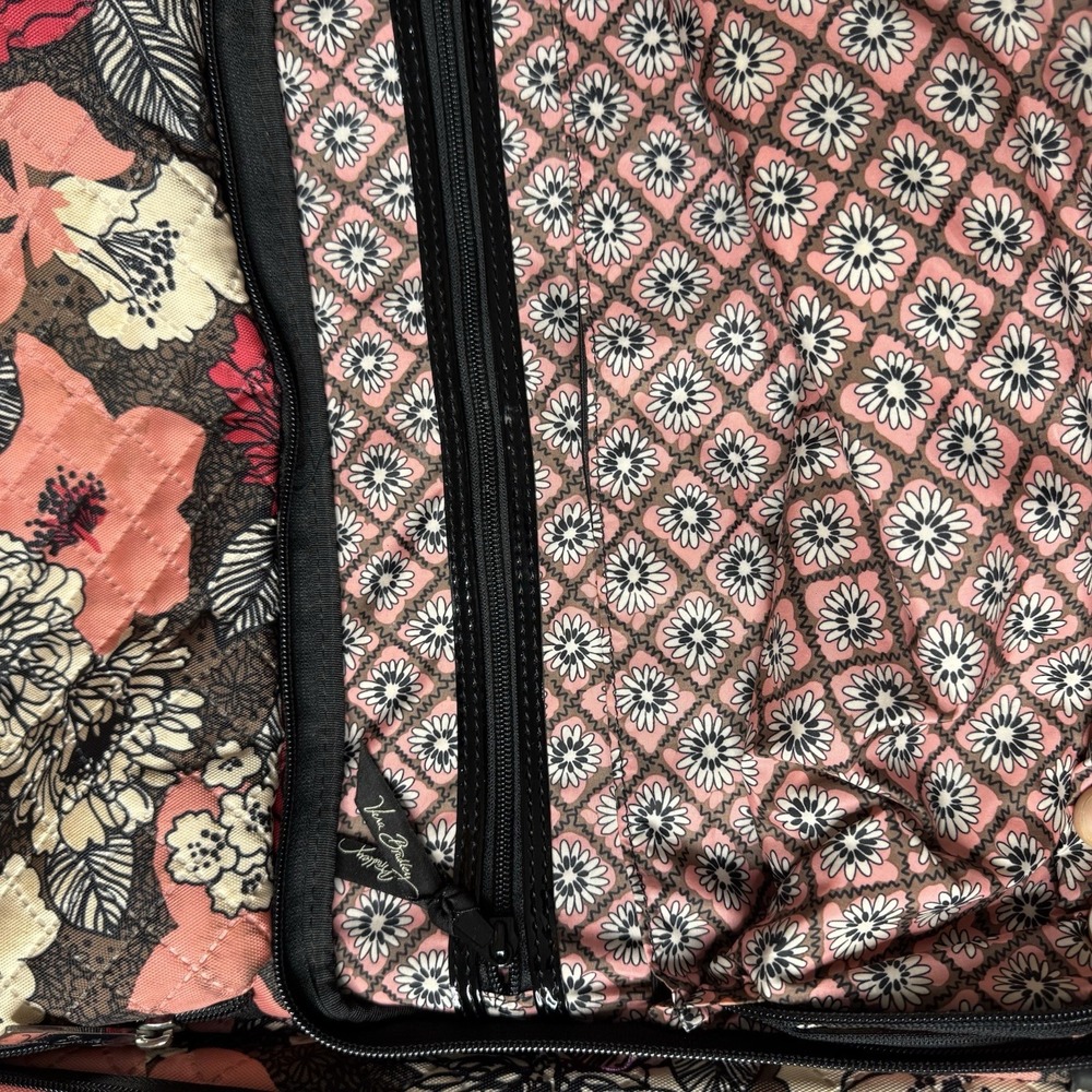 Vera Bradley Floral Carry-On Rolling Soft Case, Retractable Handle, Pink/Black - Picture 4 of 10